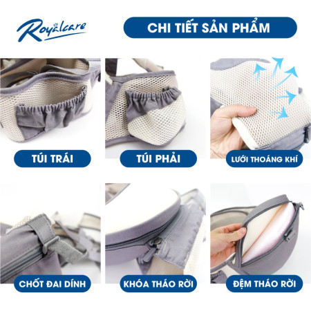Địu ngồi trẻ em có Hipseat siêu thoáng khí Comfybaby YD-906 màu xanh navy ( có nệm )
