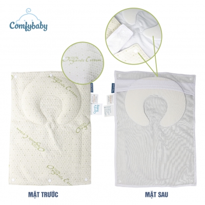 Gối lõm sản phẩm chóng bẹt đầu vỏ cotton hữu cơ có đệm lót lưng cho bé Comfybaby CF 1220-N04A