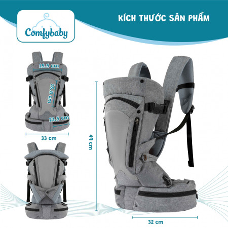 Địu em bé cao cấp 3in1 Air Mesh Comfybaby YN-602 - Siêu trợ lực, thoáng khí