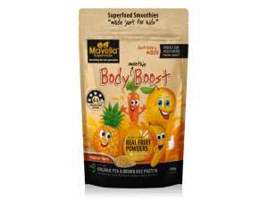 Mavella Body Boost: Bột dinh dưỡng hỗ trợ tăng trưởng và phát triển cho bé từ thực vật hữu cơ - hương trái cây nhiệt đới