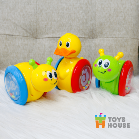 Đồ chơi lật đật gật gù có bánh xe cho bé Toyshouse 008-2 chú vịt vàng dễ thương 
