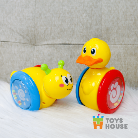 Đồ chơi lật đật gật gù có bánh xe cho bé Toyshouse 008-2 chú vịt vàng dễ thương 