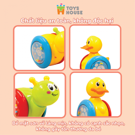 Đồ chơi lật đật gật gù có bánh xe cho bé Toyshouse 008-2 chú vịt vàng dễ thương 