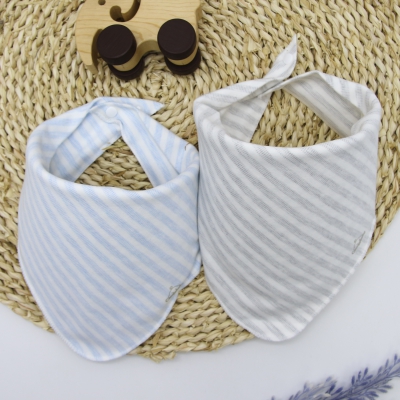 Set 2 Yếm giữ ấm cổ tam giác Comfybaby CF1120-YTG2 cho bé sơ sinh - 1 tuổi 100% cotton 2 lớp set màu xanh ghi.