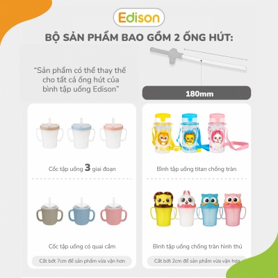 Ống hút sữa silicon đa năng Edison chính hãng Hàn Quốc cho bé tập hút 3024