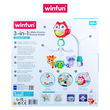 Đồ chơi treo nôi cũi, xe đẩy 3 trong 1 phát nhạc ru ngủ cho bé Winfun 720015-NL
