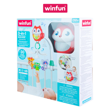 Đồ chơi treo nôi cũi, xe đẩy 3 trong 1 phát nhạc ru ngủ cho bé Winfun 720015-NL