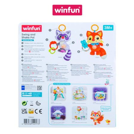Đồ chơi treo nôi cảm ứng phát nhạc - bạn gấu mèo dễ thương Winfun 720020-01