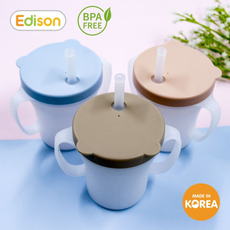 Cốc tập uống 3 giai đoạn Edison Hàn Quốc có ống hút chống rò rỉ và tay cầm cho bé từ 6 tháng 3550