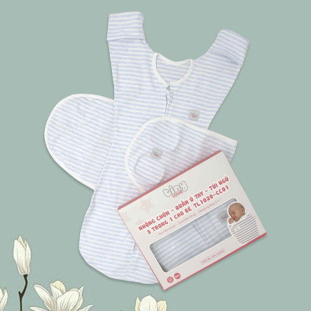 Nhộng chũn kiêm quấn ủ và túi ngủ cho bé 3 trong 1 TinyLove TL1020-CC01 màu xanh kẻ sọc