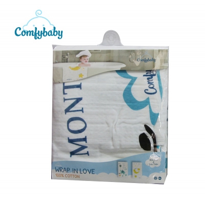Khăn tắm trẻ em siêu mềm Comfybaby hình con voi xanh 75x150cm