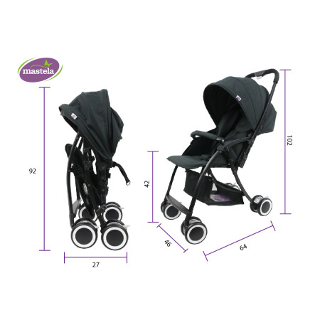 Xe đẩy 2 chiều SIÊU NHẸ, CHỐNG TIA UV Mastela Premium T05S (màu đen)
