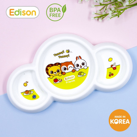 Khay ăn dặm 3 ngăn Edison Hàn Quốc có đế chống trơn cho bé mã 6865 - Hàng chính hãng